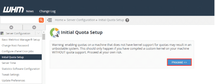 Initial Quota Setup