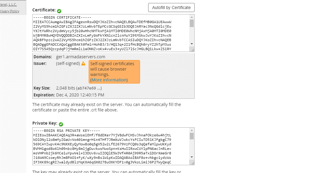 manage service ssl certification