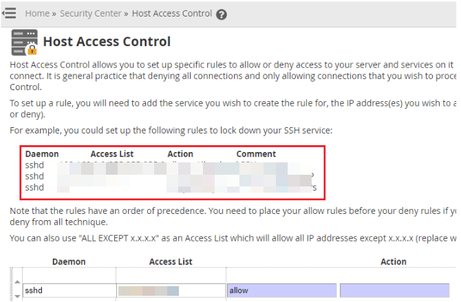 Host Access Control