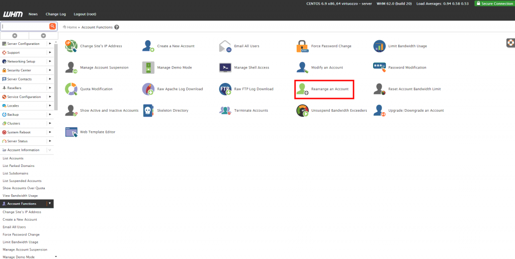 How to Rearrange a cPanel account in WHM 1 1024x515 1