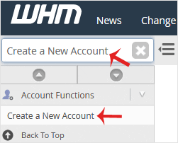 whm reseller create a newaccount sidebar