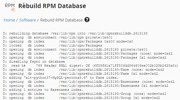 Rebuild RPM Database
